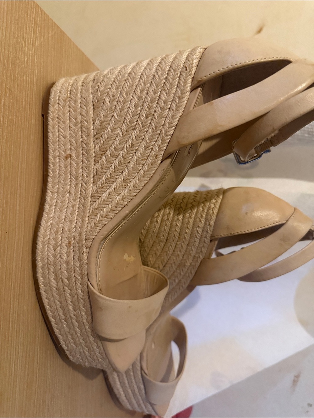 Gianni Bini Beige Espadrille Wedge Sandals